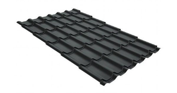 Металлочерепица классик GL 0,5 GreenCoat Pural Matt RR 23 темно-серый (RAL 7024 мокрый асфальт) купить в Великих Луках
