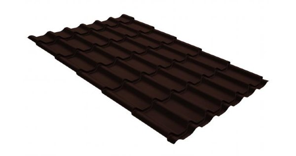 Металлочерепица классик GL 0,5 GreenCoat Pural Matt RR 887 шоколадно-коричневый (RAL 8017 шоколад) купить в Великих Луках