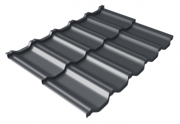 Металлочерепица модульная Квинта Uno Grand Line c 3D резом 0,5 Satin Мatt RAL 7024 мокрый асфальт купить в Великих Луках