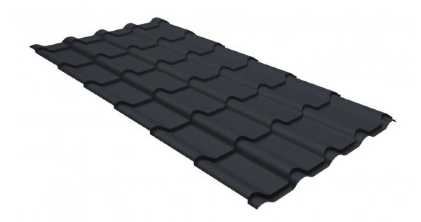 Металлочерепица камея GL 0,5 GreenCoat Pural matt RR 23 темно-серый (RAL 7024 мокрый асфальт) купить в Великих Луках