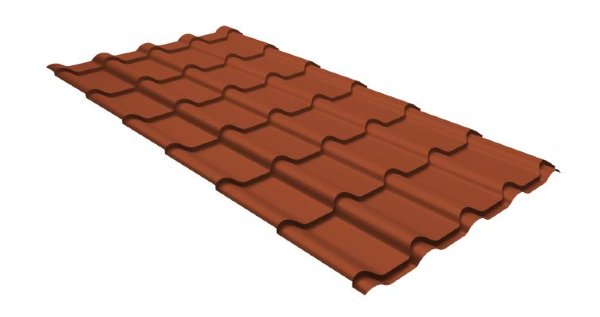 Металлочерепица камея GL 0,5 GreenCoat Pural RR 750 кирпично-красный (RAL 8004 терракота) купить в Великих Луках