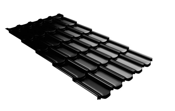 Металлочерепица квинта плюс с 3D резом 0,5 GreenСoat Pural Matt RR 33 черный (RAL 9005 черный) купить в Великих Луках