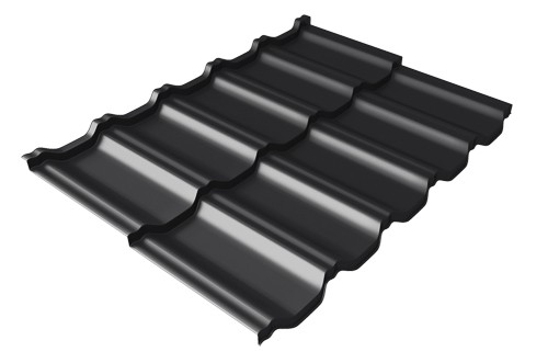 Металлочерепица модульная Квинта Uno Grand Line c 3D резом 0,5 Quarzit lite RAL 9005 черный купить в Великих Луках