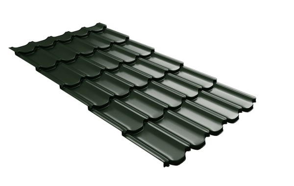 Металлочерепица квинта плюс с 3D резом 0,5 GreenСoat Pural RR 11 темно-зеленый (RAL 6020 хромовая зелень) купить в Великих Луках