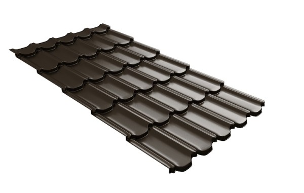 Металлочерепица квинта плюс с 3D резом 0,5 GreenСoat Pural RR 32 темно-коричневый (RAL 8019 серо-коричневый) купить в Великих Луках