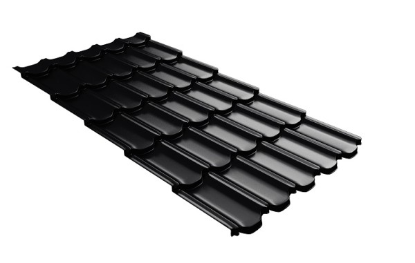 Металлочерепица квинта плюс с 3D резом 0,5 Quarzit lite RAL 9005 черный купить в Великих Луках