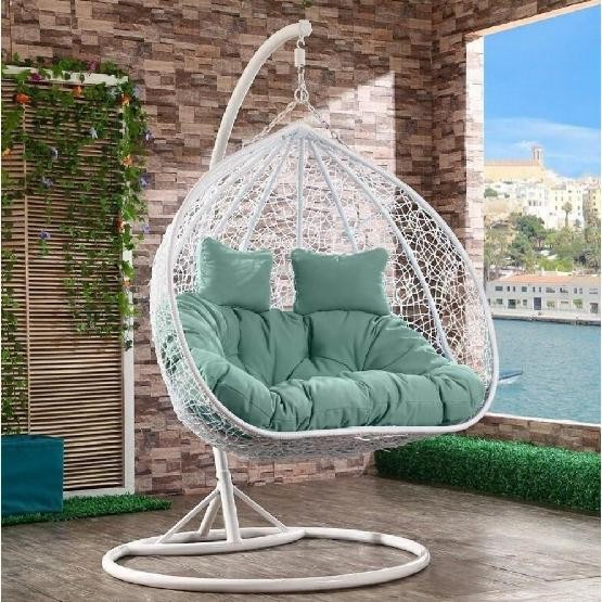Кресло Подвесное из искусственного ротанга AFM-109A White/Green купить в Великих Луках
