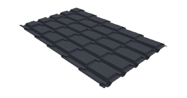 Металлочерепица GL квадро профи 0,5 GreenCoat Pural RR 23 темно-серый (RAL 7024) мокрый асфальт купить в Великих Луках