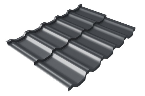 Металлочерепица модульная Квинта Uno Grand Line c 3D резом 0,45 Drap RAL 7024 мокрый асфальт купить в Великих Луках