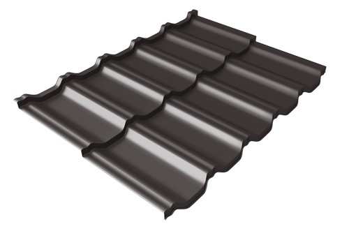 Металлочерепица модульная Квинта Uno Grand Line c 3D резом 0,5 Satin RR 32 темно-коричневый купить в Великих Луках