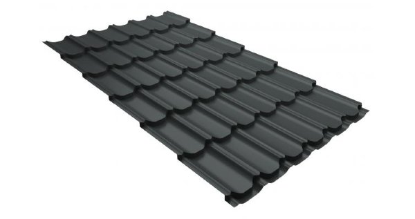 Металлочерепица квинта плюс 0,5 GreenCoat Pural RR 23 темно-серый (RAL 7024 мокрый асфальт) купить в Великих Луках