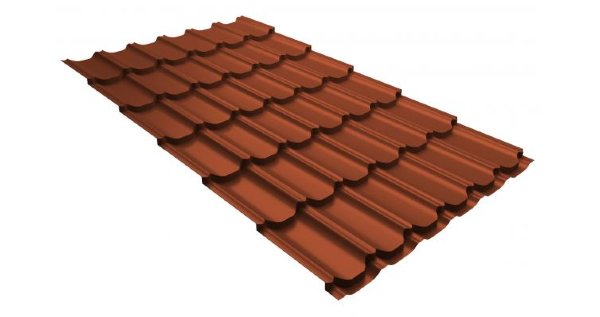 Металлочерепица квинта плюс 0,5 GreenCoat Pural RR 750 кирпично-красный (RAL 8004 терракота) купить в Великих Луках